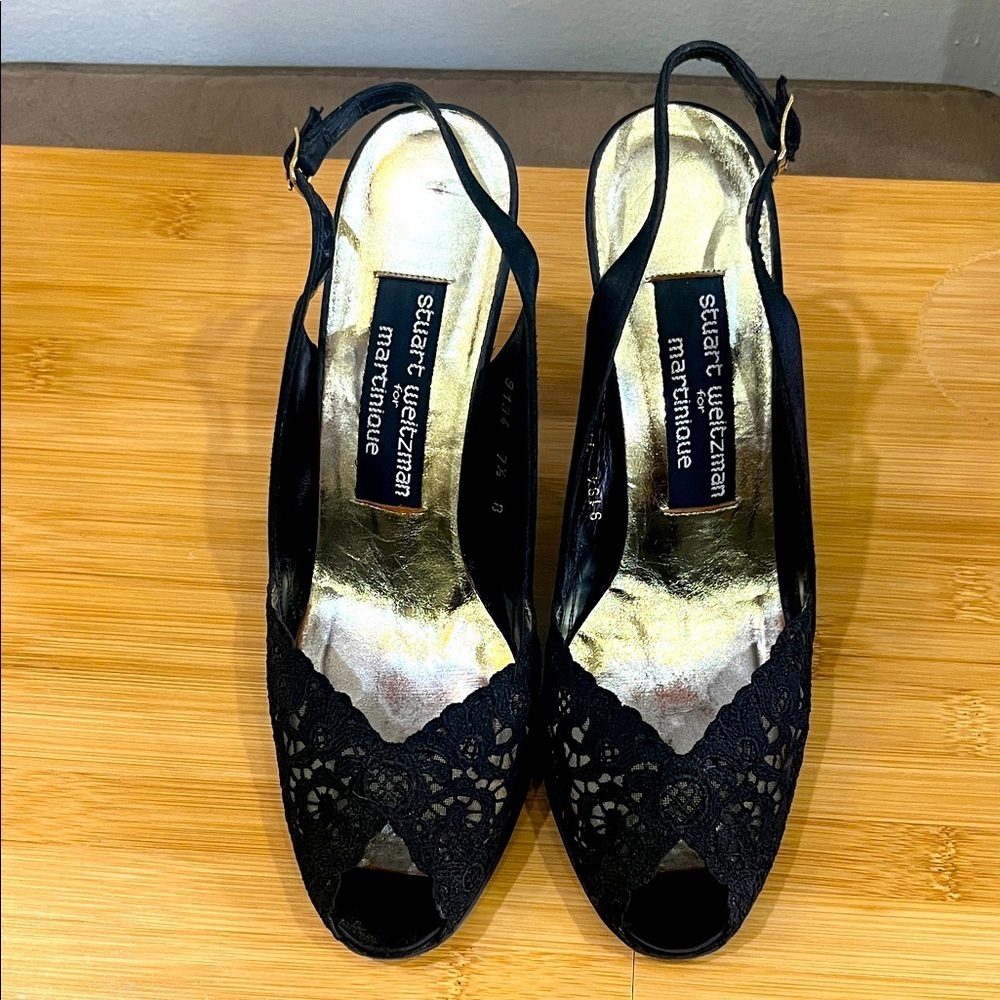 Vtg Stuart Weitzman for Martinique Satin Slingback 7.5 B